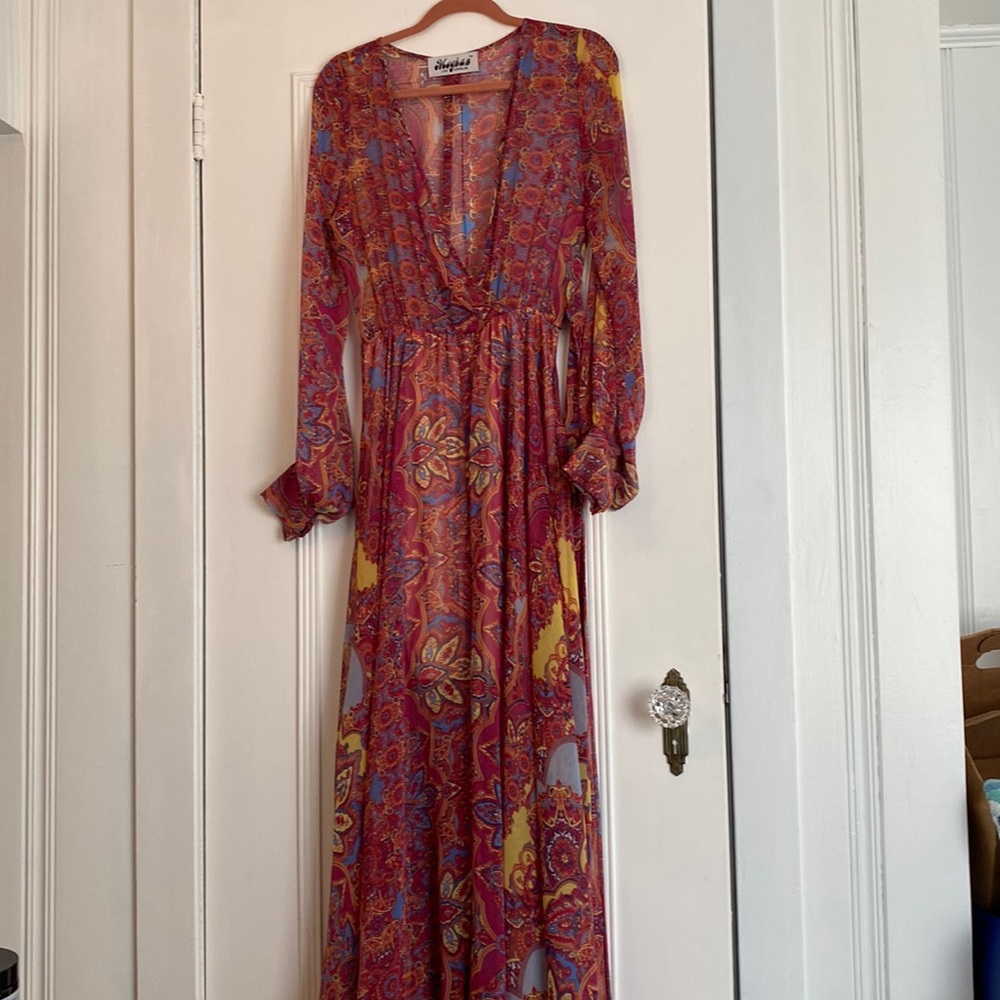 Meghan Los Angeles flowy rayon paisley Lily Pad maxi dress